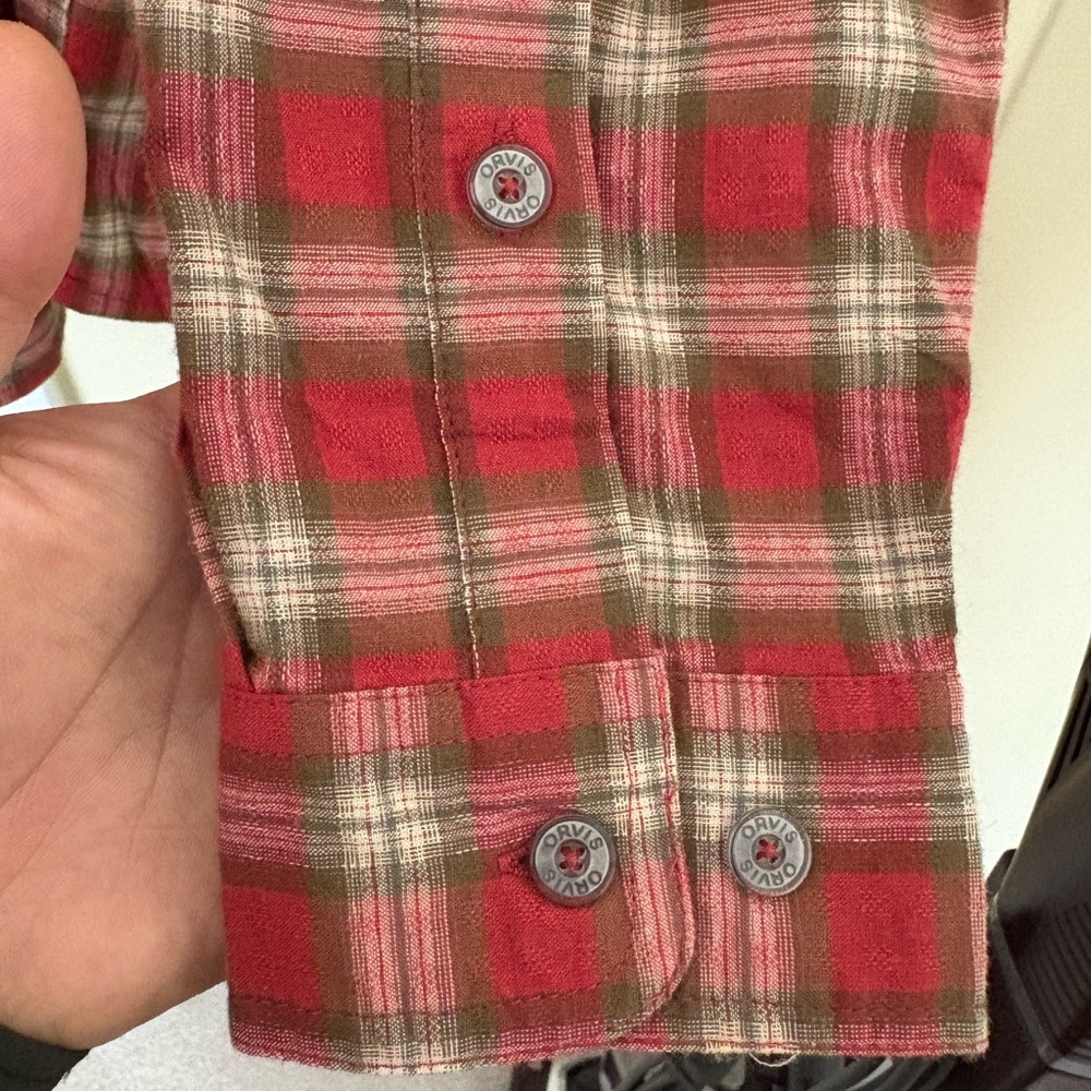 Orvis Flat Creek Organic Plaid Men's Shirt. Medium. Red/white NWT - Picture 6 of 8
